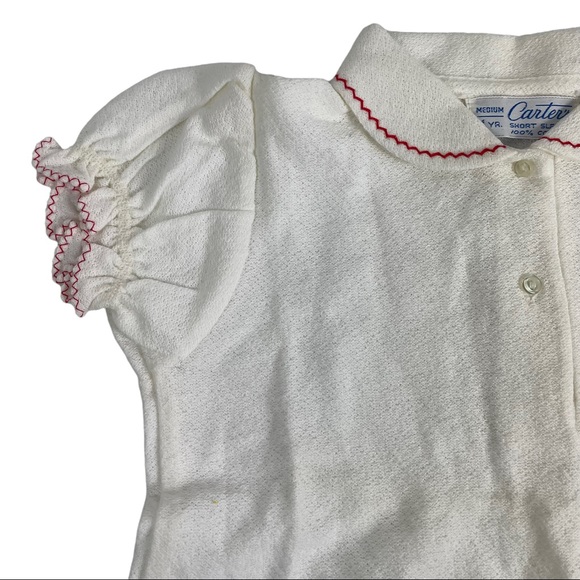 Vintage Carters Terry Cloth Baby 12 Month Embroidered Bow Snowflake Christmas - Picture 4 of 12